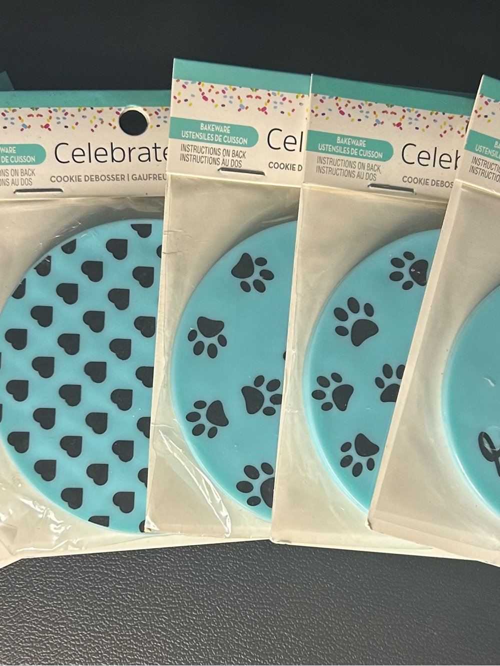 Celebrate It Blue Paw & Heart Cookie Debossing Stamp Set